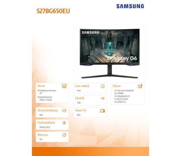 Samsung Odyssey G6 LS27BG650EUXEN - 1094784 - zdjęcie 27
